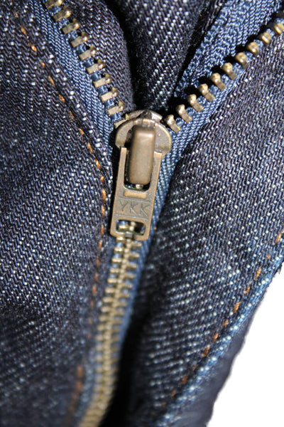 Me + Em Women Bermuda Shorts Blue 100% Cotton Button Classic Size 29