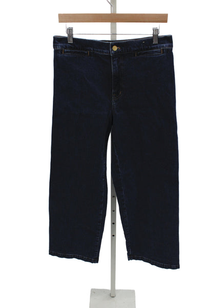 Madewell Womens Wide-Leg Blue Jeans Mid-Rise Button Cotton Size 30