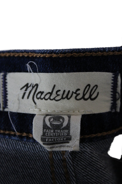 Madewell Womens Wide-Leg Blue Jeans Mid-Rise Button Cotton Size 30