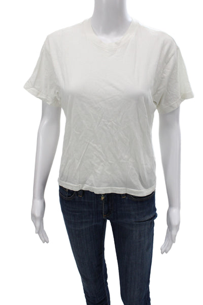 ATM Womens Basic Cotton Crew Neck T-Shirt Short Sleeve White Size S