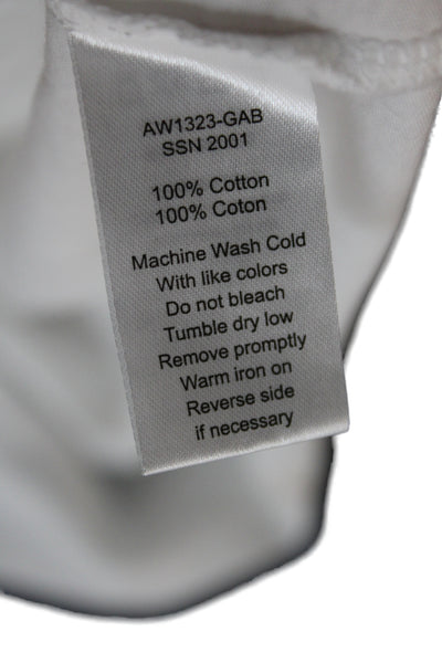 ATM Womens Basic T-Shirt White 100% Cotton Crew Neck Long Sleeve Size S