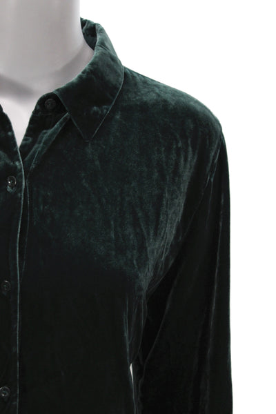 Eileen Fisher Women Collared Basic Button-Up Long Sleeve Green Viscose Size S