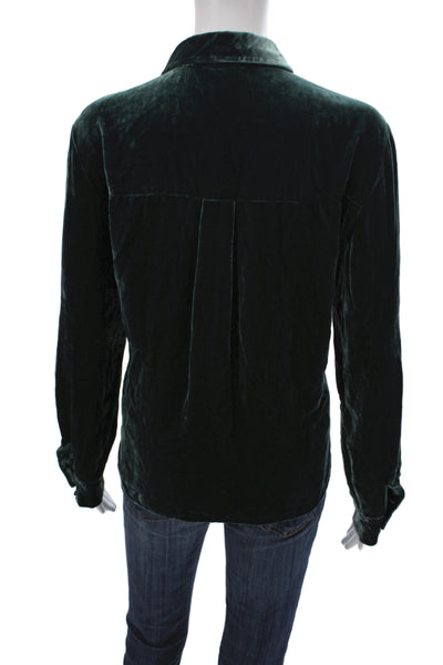 Eileen Fisher Women Collared Basic Button-Up Long Sleeve Green Viscose Size S