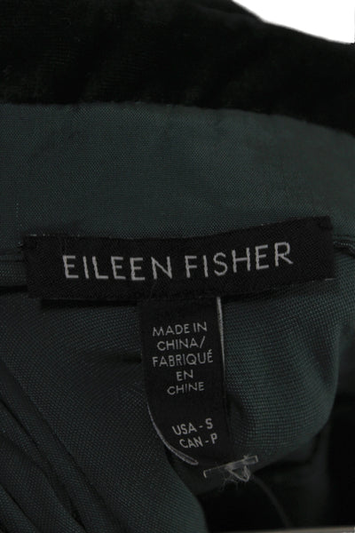 Eileen Fisher Women Collared Basic Button-Up Long Sleeve Green Viscose Size S