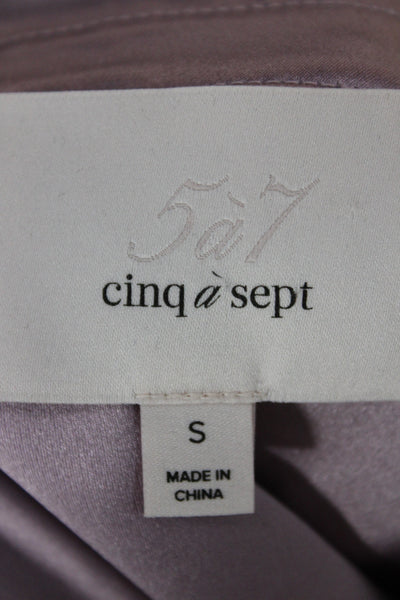 Cinq A Sept Women Silk Collared Button Long Sleeve Purple Blouse Size S