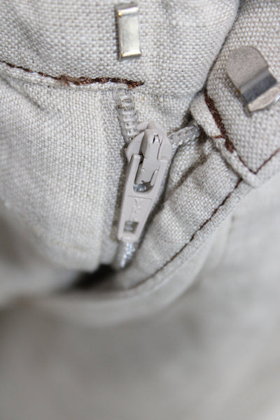 Madewell Women Cropped Linen Pants Beige Button Front Size 4P