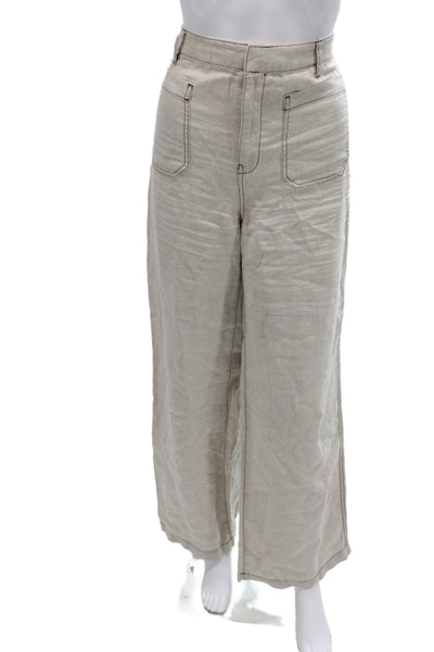Madewell Women Beige Linen Casual Solid Pants Size 4