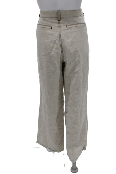 Madewell Women Beige Linen Casual Solid Pants Size 4