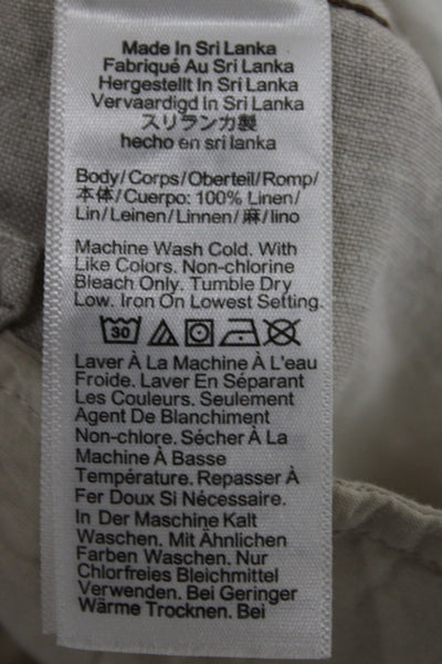 Madewell Women Beige Linen Casual Solid Pants Size 4