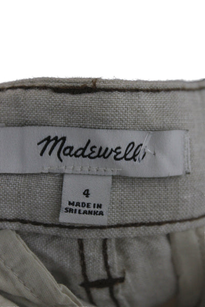 Madewell Women Beige Linen Casual Solid Pants Size 4