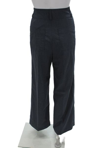 Sessun Women Cropped Blue Striped Pants Button Closure Size S