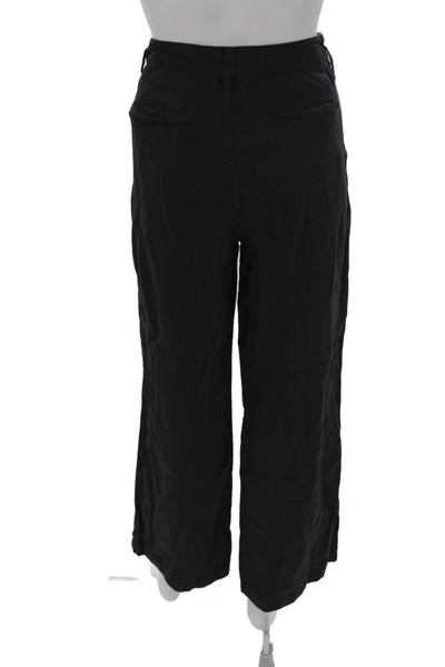 Madewell Womens Cropped Linen Pants Black Button Size 4P