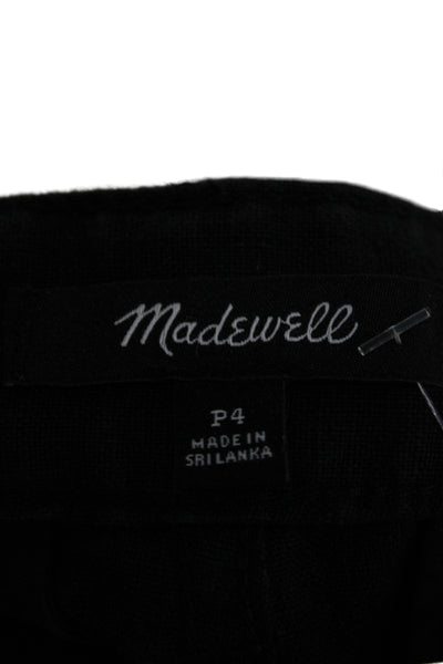 Madewell Womens Cropped Linen Pants Black Button Size 4P