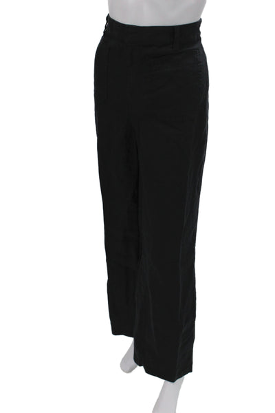 Madewell Women Chino Pants Black 100% Linen Button Front Inseam 28 Size 4