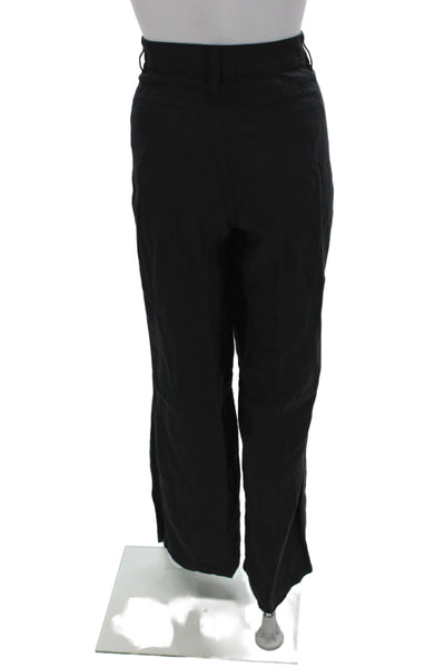 Madewell Women Chino Pants Black 100% Linen Button Front Inseam 28 Size 4