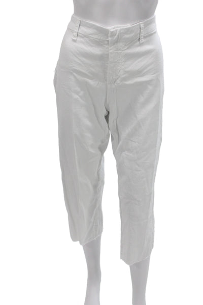 Frank & Eileen Women Cropped White Cotton Pants Button Closure Size 6