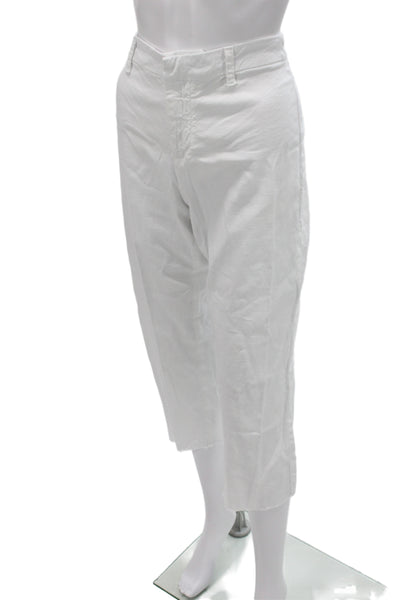 Frank & Eileen Women Cropped White Cotton Pants Button Closure Size 6