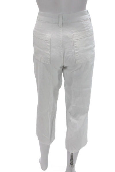 Frank & Eileen Women Cropped White Cotton Pants Button Closure Size 6