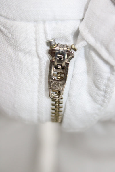 Frank & Eileen Women Cropped White Cotton Pants Button Closure Size 6