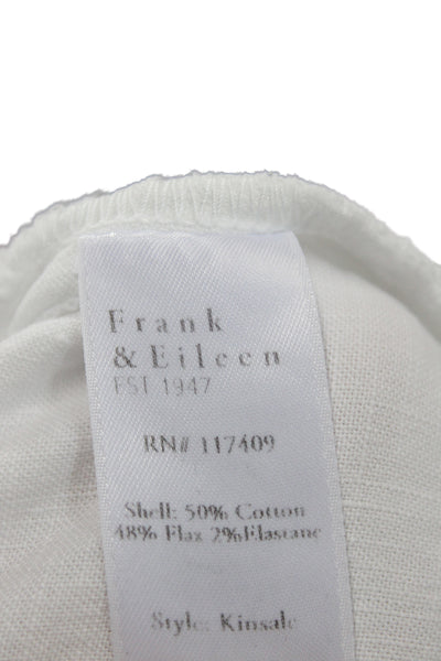 Frank & Eileen Women Cropped White Cotton Pants Button Closure Size 6