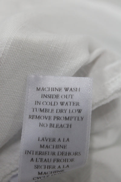Frank & Eileen Women Cropped White Cotton Pants Button Closure Size 6