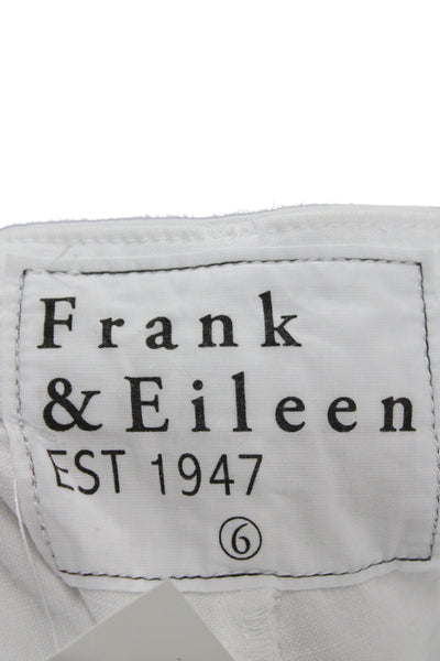 Frank & Eileen Women Cropped White Cotton Pants Button Closure Size 6