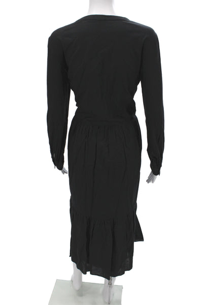 The Kooples Women Shirt Dress Black Long Sleeve Cotton Size M