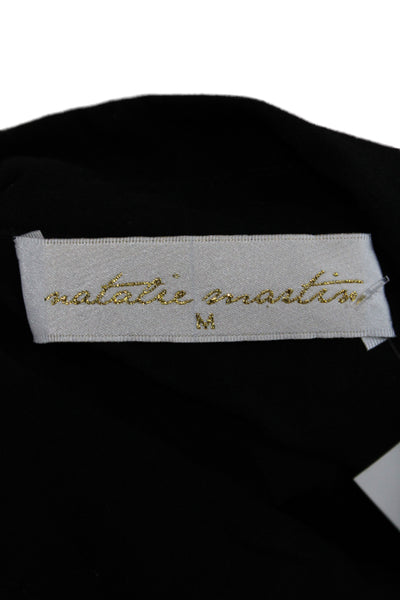 Natalie Martin Women Black Cotton Maxi Dress Long Sleeve Collared Button Size M