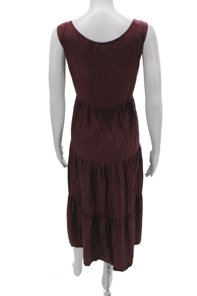 Eileen Fisher Women Maxi Dress Purple Silk Scoop Neck Sleeveless Size S