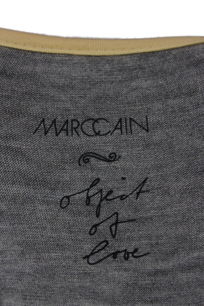 Marccain Women Jersey Scoop Neck Silk Geometric Short Sleeve Top Size 4
