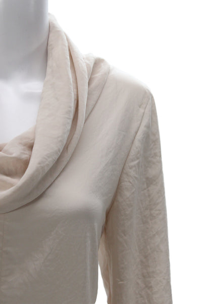 Marccain Women Basic Cowl Neck Blouse Beige Long Sleeve Size 3