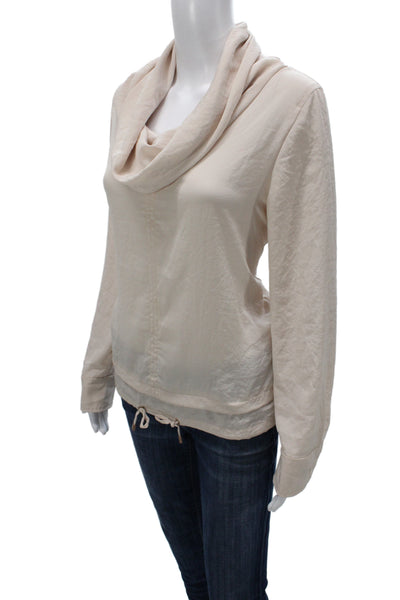Marccain Women Basic Cowl Neck Blouse Beige Long Sleeve Size 3