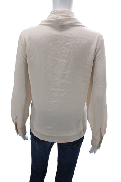 Marccain Women Basic Cowl Neck Blouse Beige Long Sleeve Size 3
