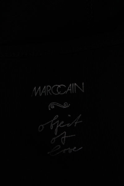 Marccain Women Black Jersey Scoop Neck Long Sleeve Top Cotton Size 5
