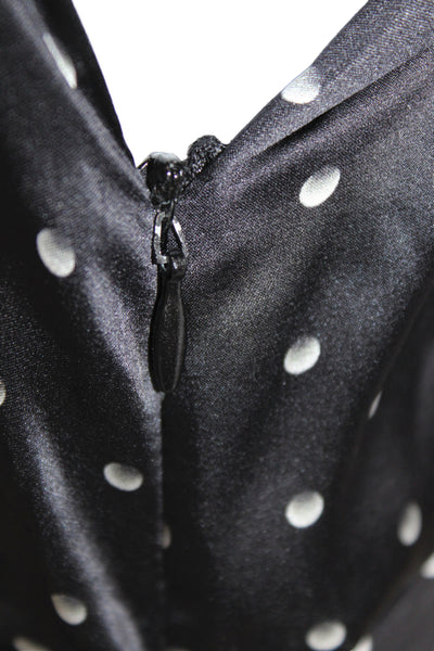 Marccain Women Tunic Blouse Black Polka Dot Silk Scoop Neck Short Sleeve Size 4