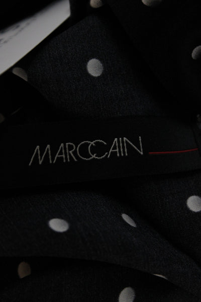 Marccain Women Tunic Blouse Black Polka Dot Silk Scoop Neck Short Sleeve Size 4