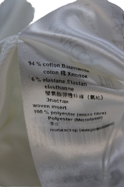 Marccain Sports Womens Basic White Boat Neck T-Shirt 3/4 Sleeve Cotton Size 5