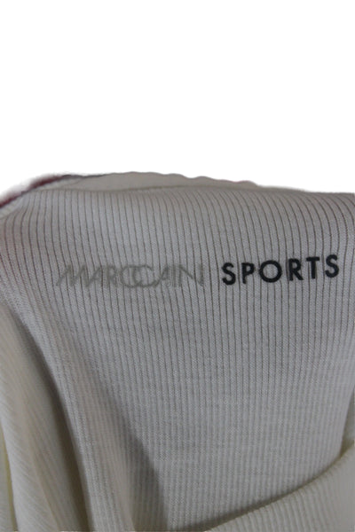 Marccain Sports Womens Basic White Boat Neck T-Shirt 3/4 Sleeve Cotton Size 5