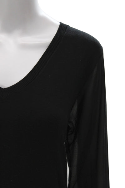 Leo & Ugo Womens Pullover Sweater V-Neck Black Size 4