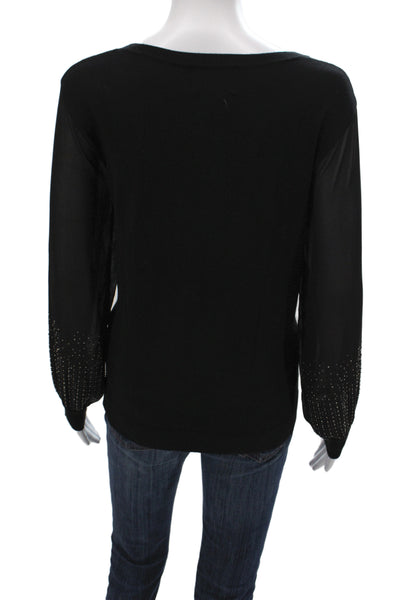 Leo & Ugo Womens Pullover Sweater V-Neck Black Size 4