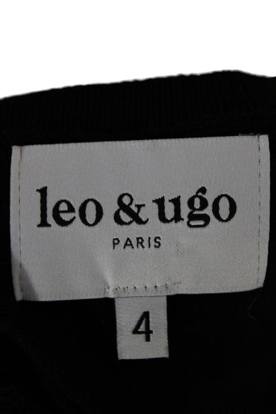 Leo & Ugo Womens Pullover Sweater V-Neck Black Size 4