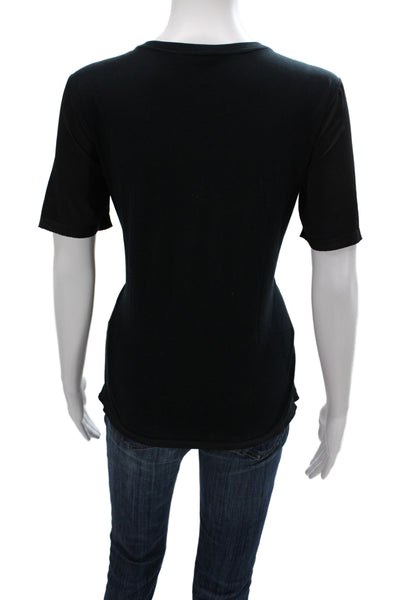 Marccain Womens Jersey Studded Black Scoop Neck Short Sleeve T-Shirt Size 3