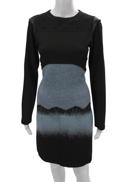 Save The Queen Womens Sheath Black Knee Length Dress Long Sleeve Size L