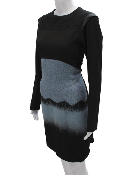 Save The Queen Womens Sheath Black Knee Length Dress Long Sleeve Size L