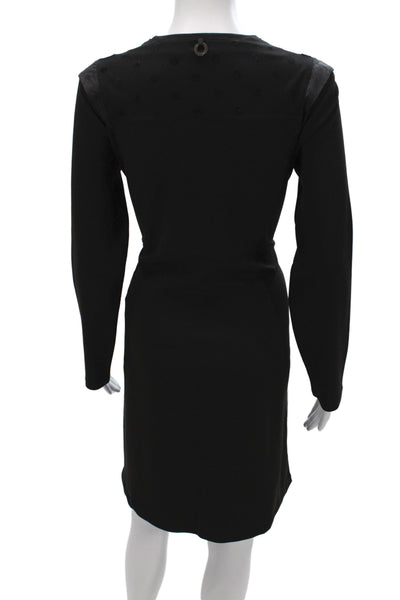 Save The Queen Womens Sheath Black Knee Length Dress Long Sleeve Size L