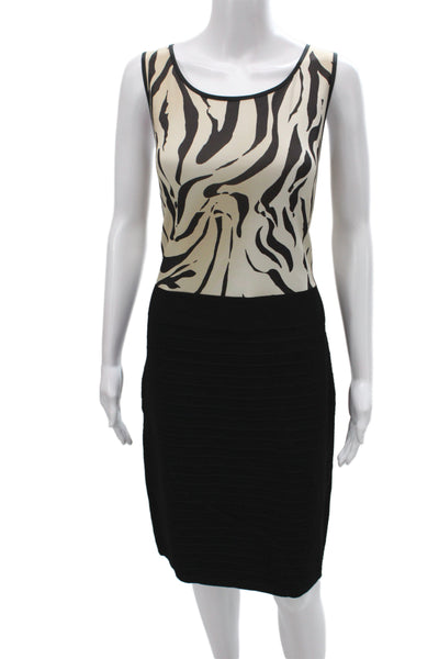 Marccain Womens Animal Print Cardigan Sweater Dress Suit Black Size 5/4