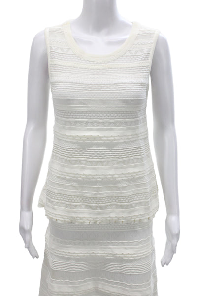 Marccain Womens Sleeveless Shell Sweater A Line Skirt Set White Size 3/5