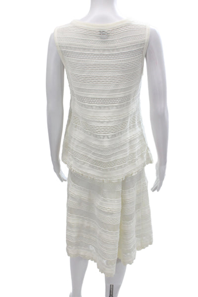 Marccain Womens Sleeveless Shell Sweater A Line Skirt Set White Size 3/5