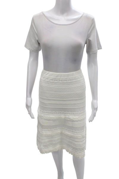 Marccain Womens Sleeveless Shell Sweater A Line Skirt Set White Size 3/5