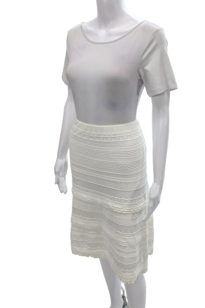 Marccain Womens Sleeveless Shell Sweater A Line Skirt Set White Size 3/5